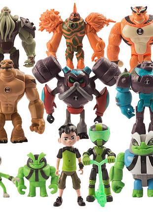 Набір дитячих ігрових фігурок бен тен (ben 10) і 10 інопланетян, 11 шт.