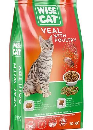 Wise cat veal телятина с домашней птицей 10кг, сухой корм для кошек