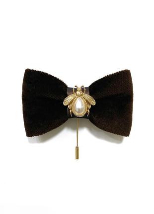 Брошь бант из шелкового бархата