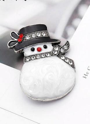 Зимова брошка "сніговик" у вінтажному стилі /емаль / брошка, брош2 фото