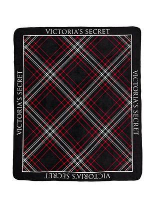 Теплий плюшевий плед victoria's secret чорний в клітинку 152 x 127 см