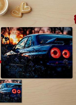 Пазл 28х39 (300 элементов) с фото nissan skyline gt-r на фоне заката — персонализированный авто-пазл, подарок для автолюбителя, мужчины