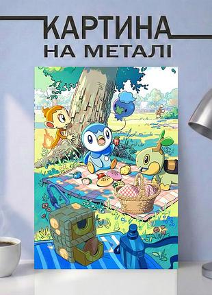 Аниме картина на металле 21х30 (а4) покемон (pokemon) — с покемонами, уникальный подарок