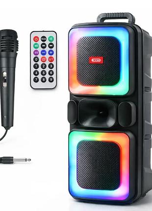 Портативная колонка xo f55 boat double 20w bluetooth 5.0 rgb караоке микрофон + пульт