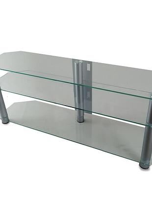Тумба тв из стекла 1250х350х569 commus меридиан mx clear alm прозрачное-алюминий