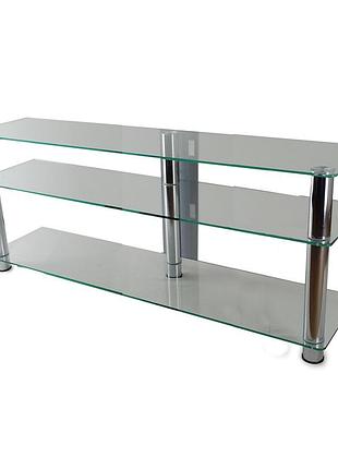 Тумба под tv из стекла 1250х350х569 commus аскет mx clear chr прозрачное-хром