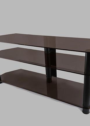Тумба под телевизор из стекла commus меридиан mx bronza black коричневая (1250х350х569)