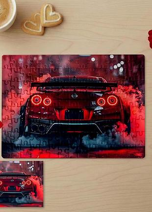 Пазл 15х21 (80 елементів) з фото nissan gt-r - димний пейзаж. пазли для чоловіка, хлопця