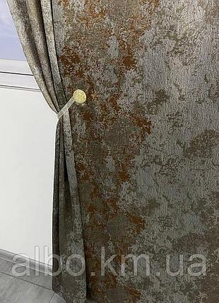 Готові штори з жакард мармур сіро-бронзові