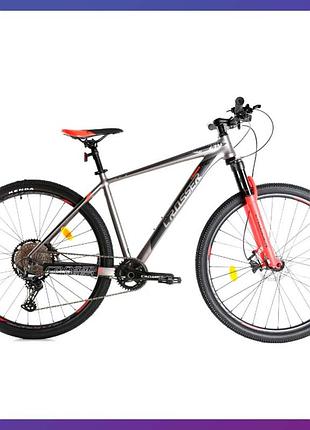 Велосипед гірський однопідвісний на алюмінієвій рамі crosser solo 29/19 1*12 shimano deore сіро-червоний