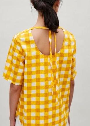 Cos блуза рубашка футболка в клеточку желтая хлопок zara mango5 фото