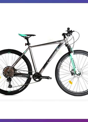 Велосипед гірський однопідвісний на алюмінієвій рамі crosser solo 29/19 1*12 shimano deore сіро-зелений