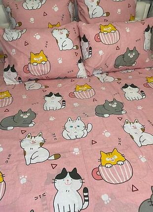 Детское полуторное постельное белье котики