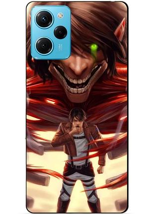 Силиконовый чехол бампер для xiaomi redmi note 12 pro speed edition с рисунком attack on titan атака титанов