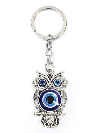 Брелок сова із зображенням сови owl брелок-оберег від сороки темно-синій турецьке щасливе око