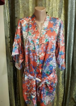 Пеньюар халатик атлас квіти