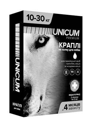 Капли unicum premium от блох и клещей на холку для собак массой 10-30 кг 3 шт