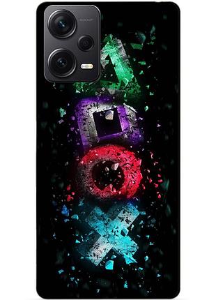 Силиконовый бампер чехол для xiaomi redmi note 12 pro plus с рисунком playstation