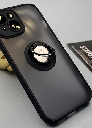Чохол для iphone 15 матовий із кільцем-тримачем підставка захистом камери протиударний магнітний