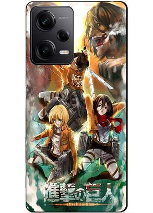 Силиконовый чехол бампер для xiaomi redmi note 12 pro 5g с рисунком атака на титанов attack on titan