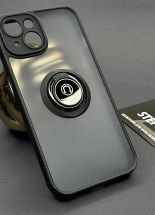 Чохол для iphone 14 матовий з кільцем-тримачем підставка захистом камери протиударний магнітний