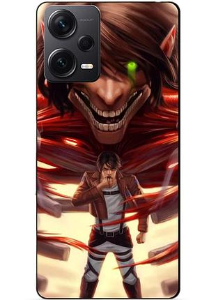 Силиконовый бампер чехол для xiaomi redmi note 12 pro plus с рисунком attack on titan