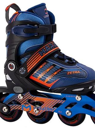 Ролики дитячі для їзди зетра оригінал zetra blue maraton s (31-34) темно-синій zetra blue