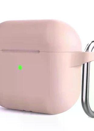 Силиконовый чехол silicone case для airpods pro 2 pink sand с микрофиброй нежно розовый бежевый нюд с карабином