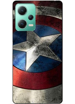 Силиконовый чехол бампер для xiaomi redmi note 12 5g с рисунком капитан америка супергерой marvel
