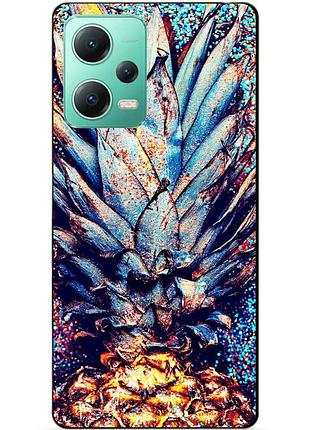 Силиконовый чехол бампер для xiaomi redmi note 12 5g с рисунком ананас