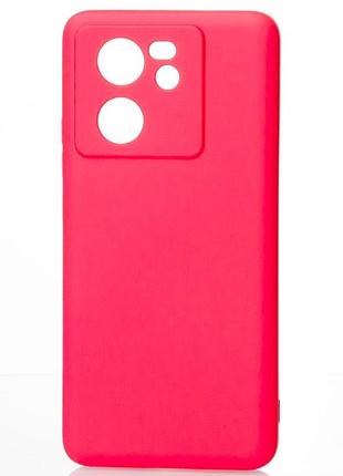 Чехол на xiaomi 13t pro малиновый матовый силиконовый микрофибра чехол для сяоми 13т про