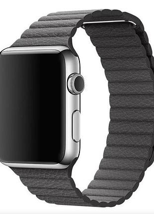 Ремешок кожаный leather link для apple watch 42/44/45/46/49 mm black черный