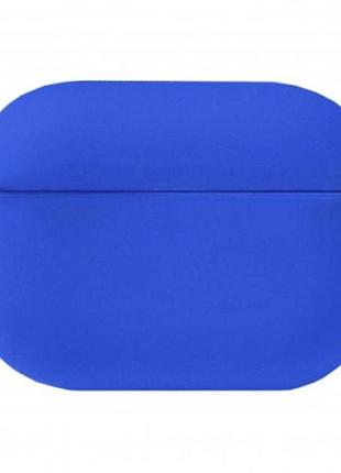 Силиконовый чехол silicone case для airpods pro 2 capri blue с микрофиброй ярко синий с карабином