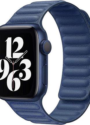 Ремінець шкіряний leather link для apple watch 42/44/45/46/49 mm baltic blue синій