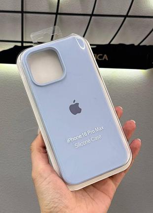 Silicone case чехол с микрофиброй для iphone 16 pro max, чехол-бампер для айфон 16 про макс (голубой)