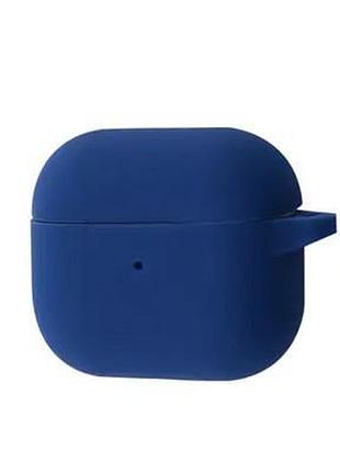 Силиконовый чехол silicone case для airpods 3 midnight blue с микрофиброй темно синий с карабином