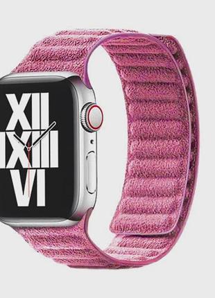 Ремешок для apple watch 42/44/45/46/49 mm leather link felt pink