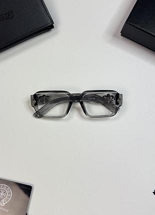 Широкие очки chrome hearts с защитой от синего света унисекс черный цвет очки хром хартс с uv-защитой и полным комплектом белый
