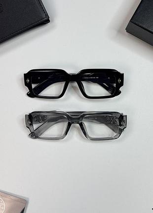 Широкие очки chrome hearts с защитой от синего света унисекс черный цвет очки хром хартс с uv-защитой и полным комплектом