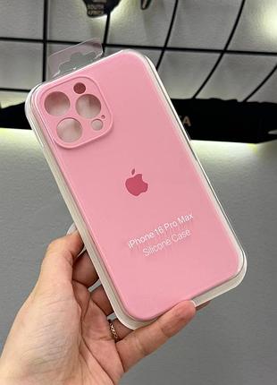 Silicone case чехол с микрофиброй закрытая камера для iphone 16 pro max, чехол-бампер для айфон 16 про макс (розовый)