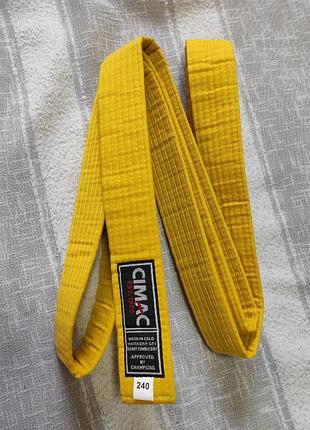 Пояс желтый cimac для кимоно тхеквондо, карате, дзюдо, айкидо. 240см