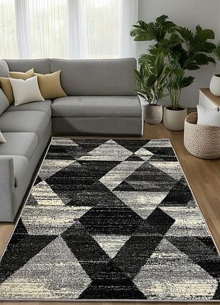 Ковер серый 2.0 х 3.0 м с низким ворсом espresso l.gray / d.gray 01182a