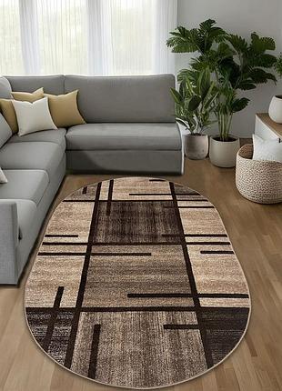 Килим овальний 2.0 х 3.0 м бежево-коричневий espresso beige / d.brown 02239a