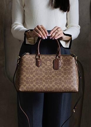 Сумка сумочка женская коричневая из натуральной кожи coach