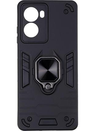 Чехол fiji defence для motorola g06 power защитный бампер с кольцом подставкой black