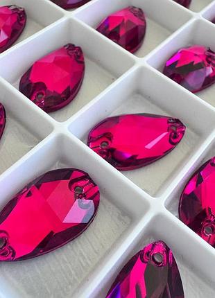 Пришивные капли стекло lux, цвет ruby, 11x18 мм, 1 шт.