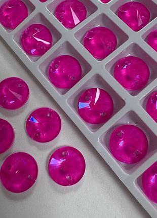 Пришивні ріволі lux, колір neon hot rose delight, 14 мм*1 шт.