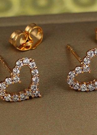 Сережки гвоздики xuping jewelry серце обідок 10 мм золотисті love-shopping