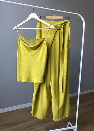 Костюм жіночий літній, топ з мереживом, штани на запах, lumina, s/m, m/l