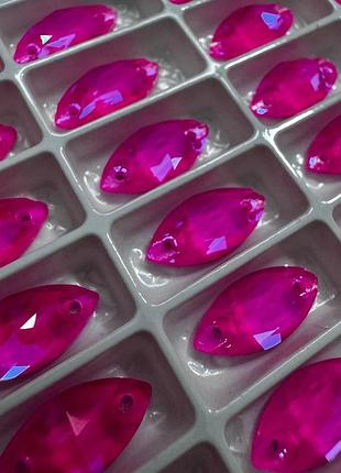 Пришивные лодочки стекло lux, цвет neon hot rose delight, 9x18мм, 1шт